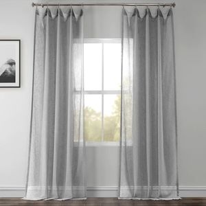 Exclusive Fabrics and Furnishings Faux Linen Sheer Curtain Panel in Nickel